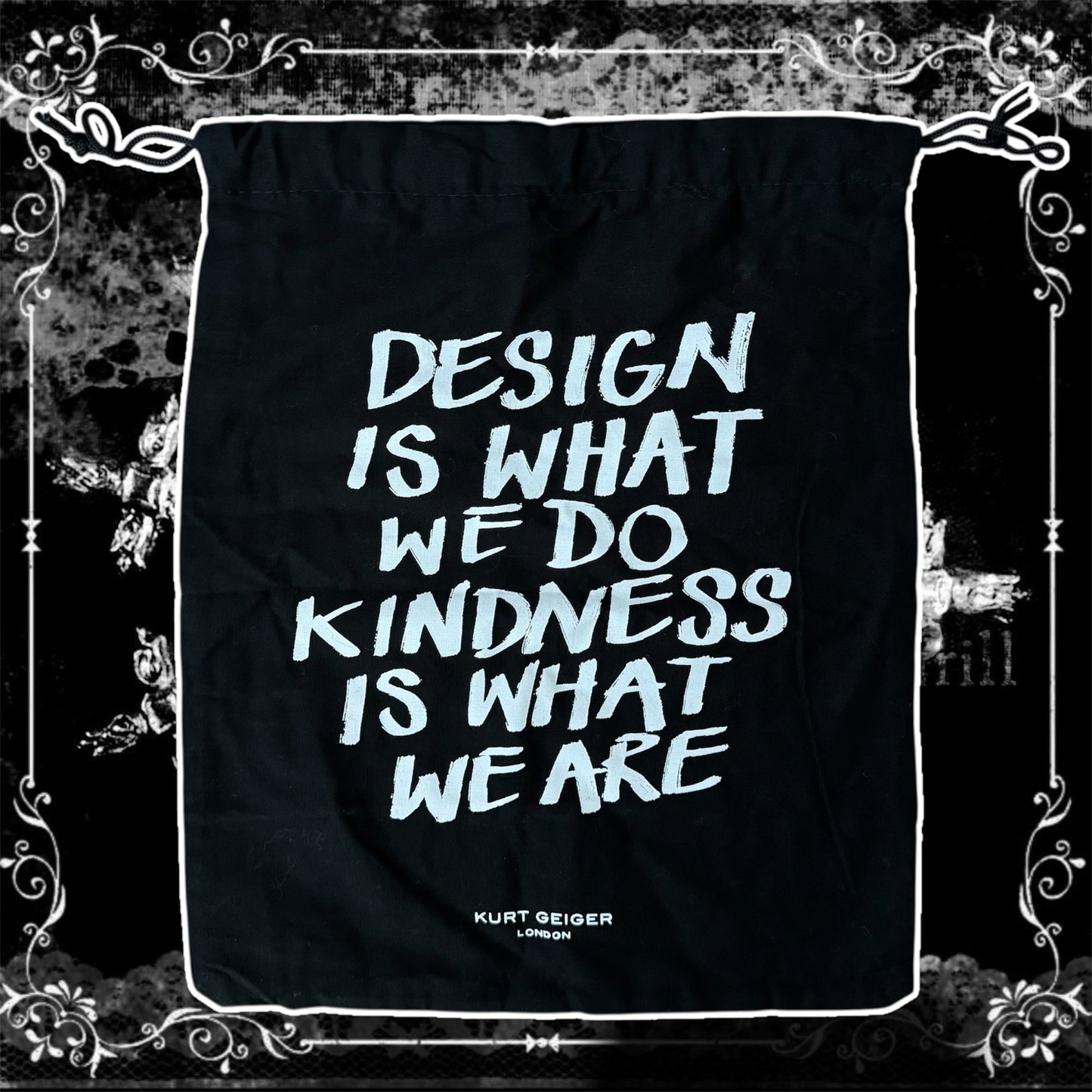 black kurt geiger cotton drawstring dust bag
