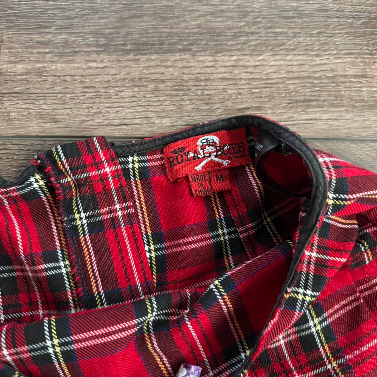 red plaid royal bones mini skirt (M)