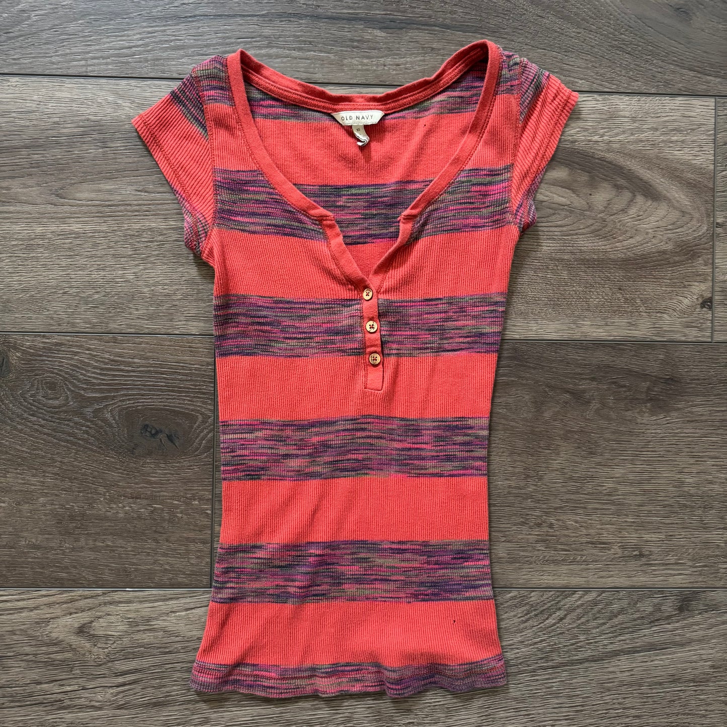 orange v neck henley old navy top stretchy