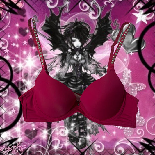 Hot Pink ‘I Love Your Style’ Rhinestone Mcbling Bra