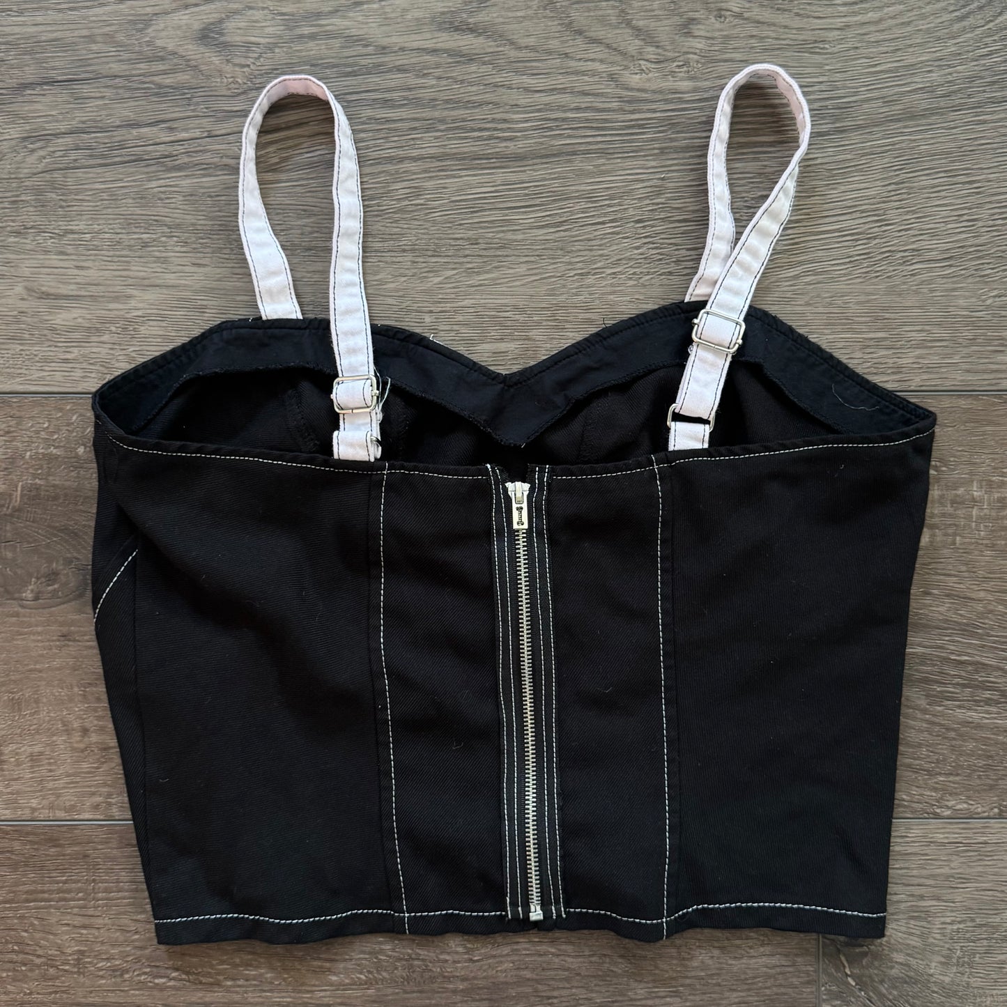 white and black royal bones corset crop y2k top (XL)