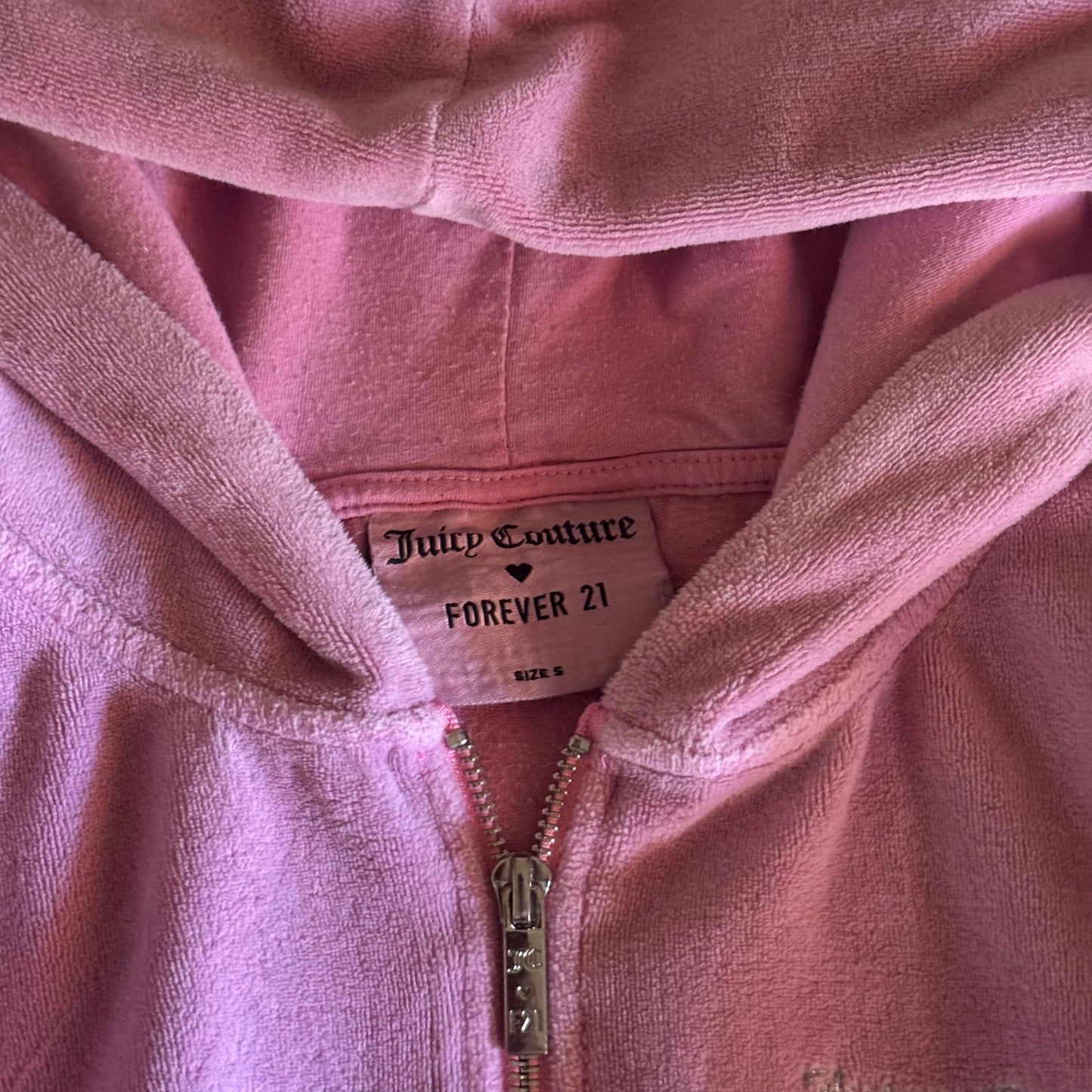 light pink juicy  couture x forever 21 zip up terry cloth jacket (S)