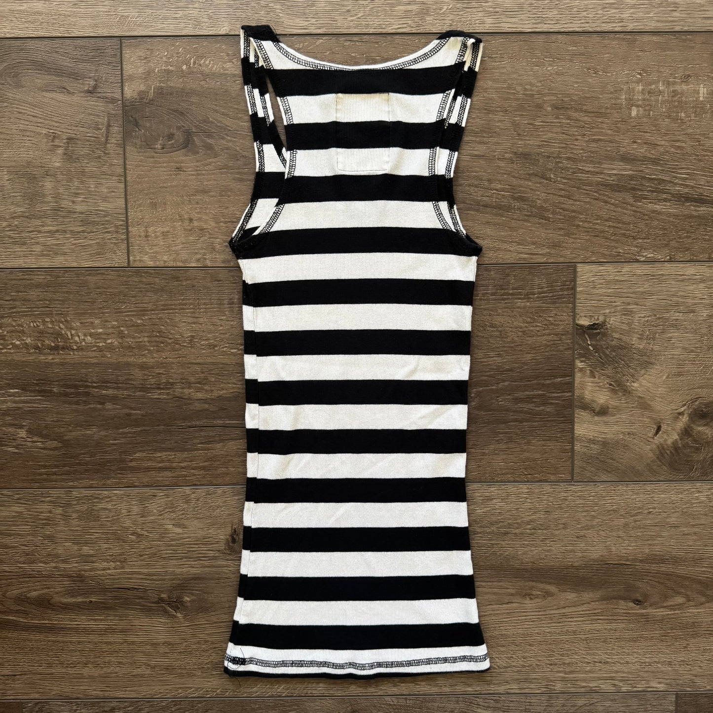 black & white stripped grungy ribbed fitted tank top