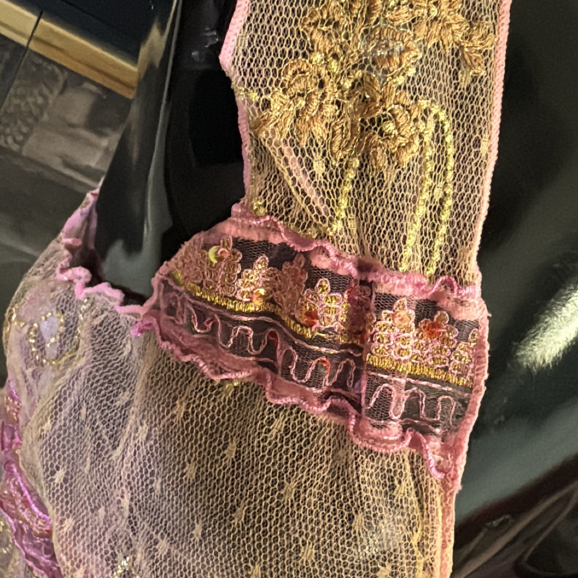 pink & gold mesh y2k fairycore top