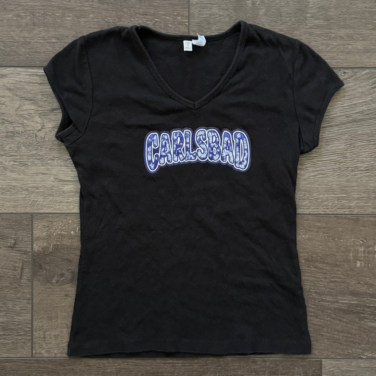 black & blue v neck carlsbad ca graphic baby tee shirt
