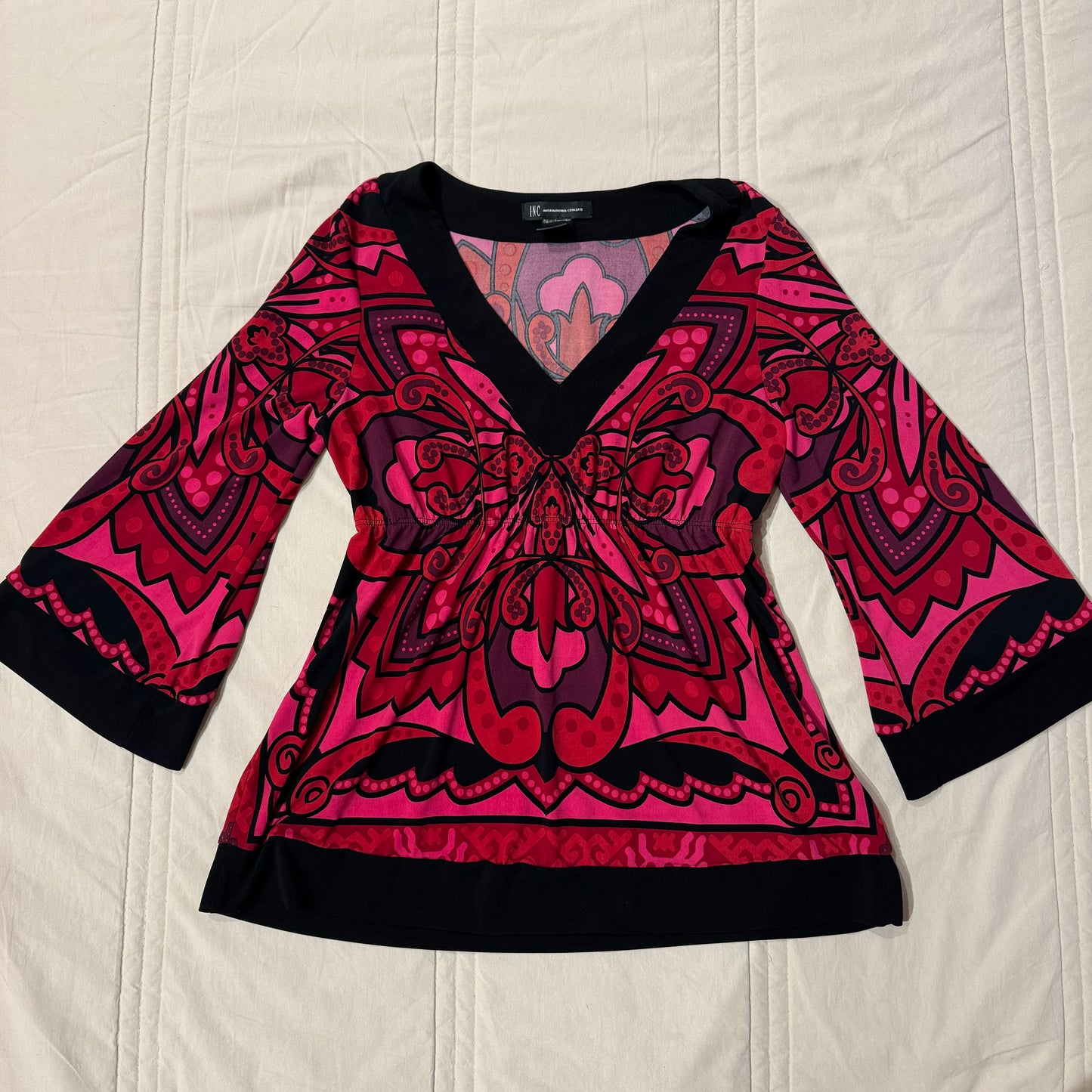 Pink & Black ‘INC international concepts’ Y2K Babydoll Blouse