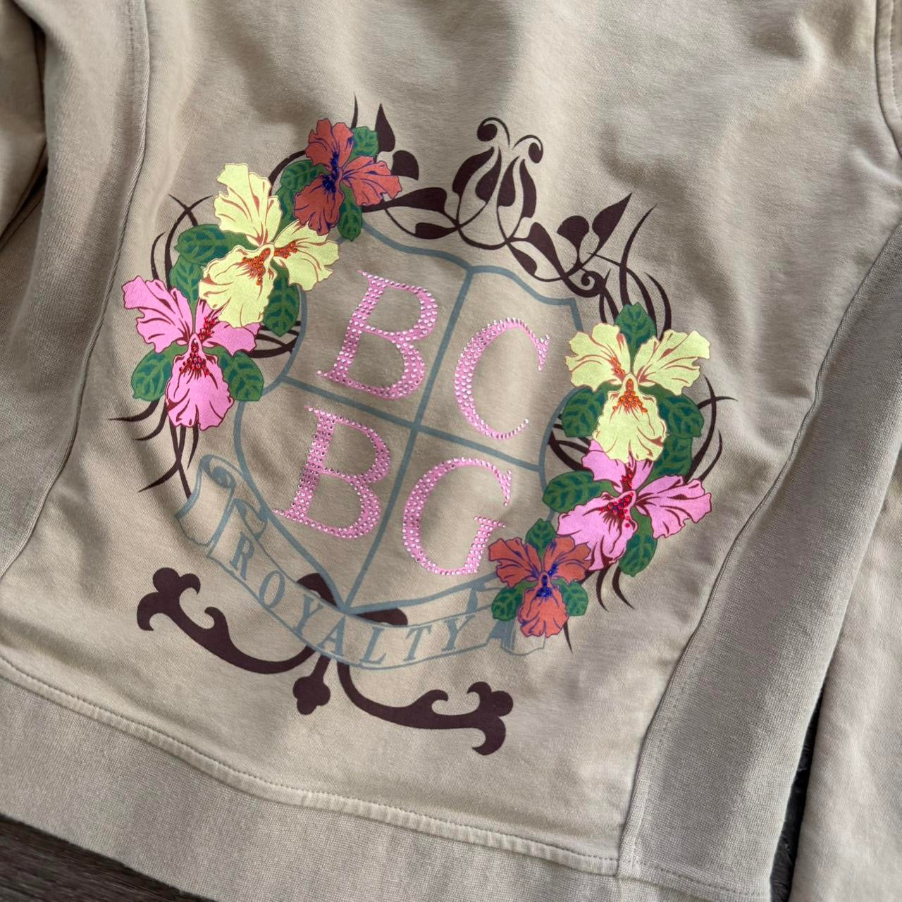 beige juicy couture inspired y2k rhinestone zip up jacket