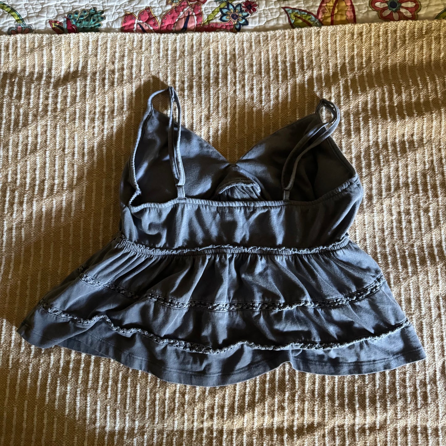 blue babydoll so runchy crop top (M)