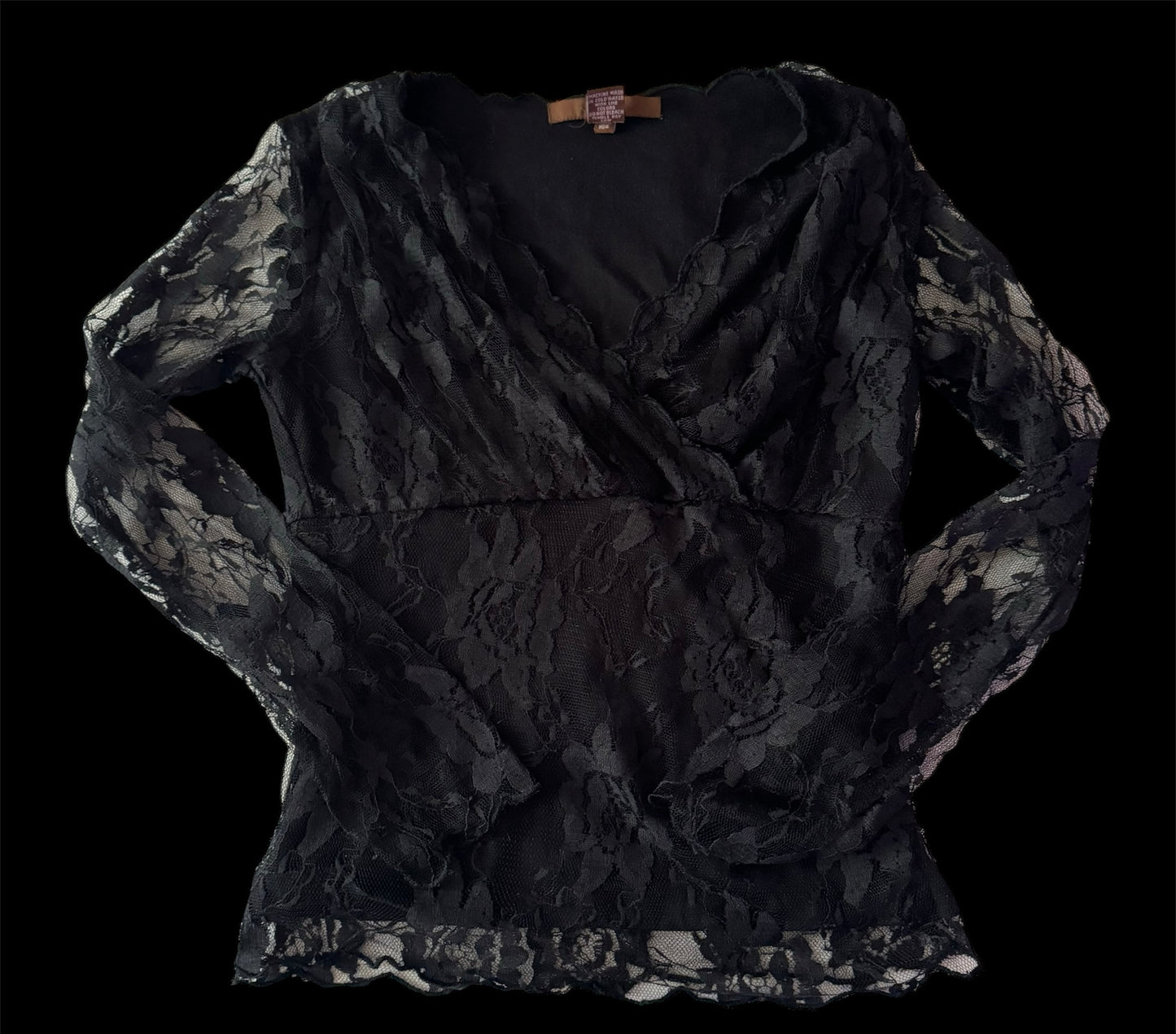 Black ‘Galeno’ Whimsygoth Floral Mesh Lacey Long Sleeve