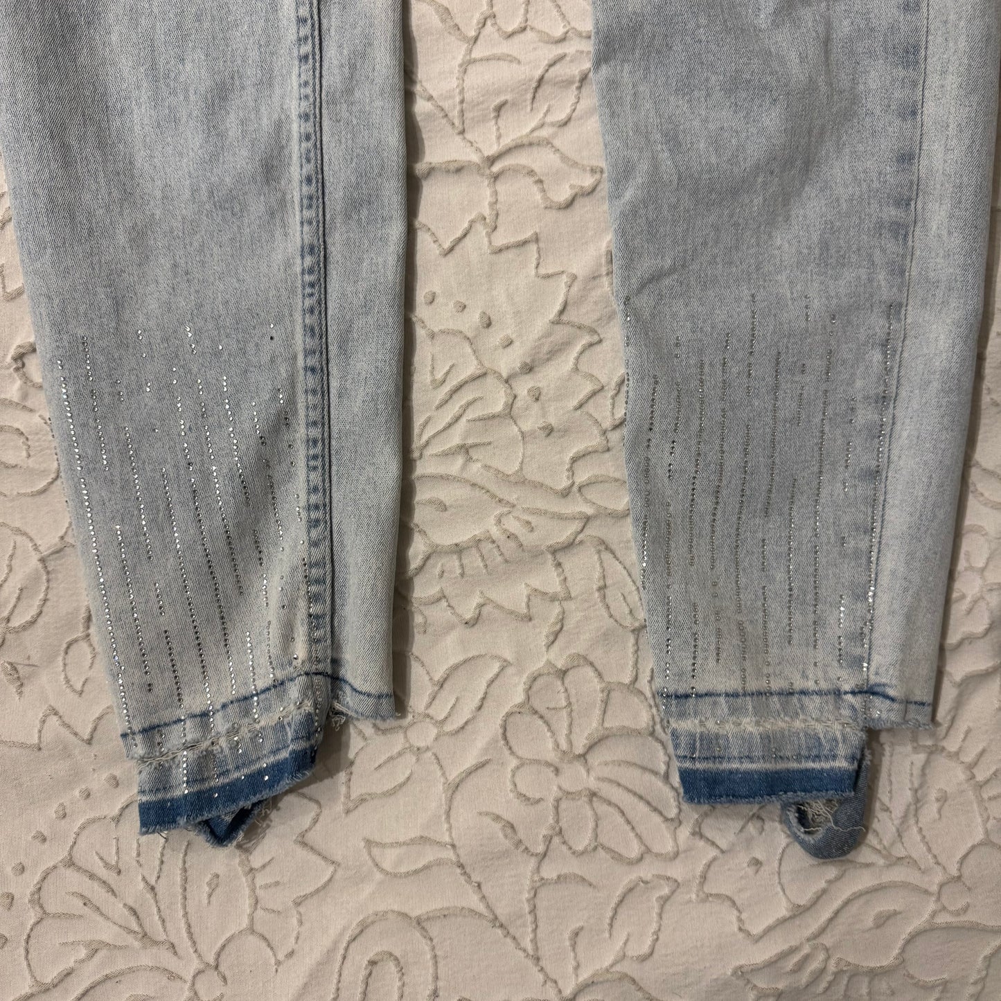 Light Washed ‘Bebe’ Rhinestone High Waisted Skinny Jeans