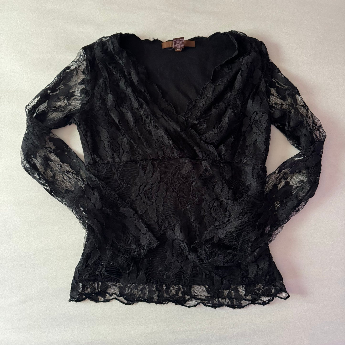 Black ‘Galeno’ Whimsygoth Floral Mesh Lacey Long Sleeve