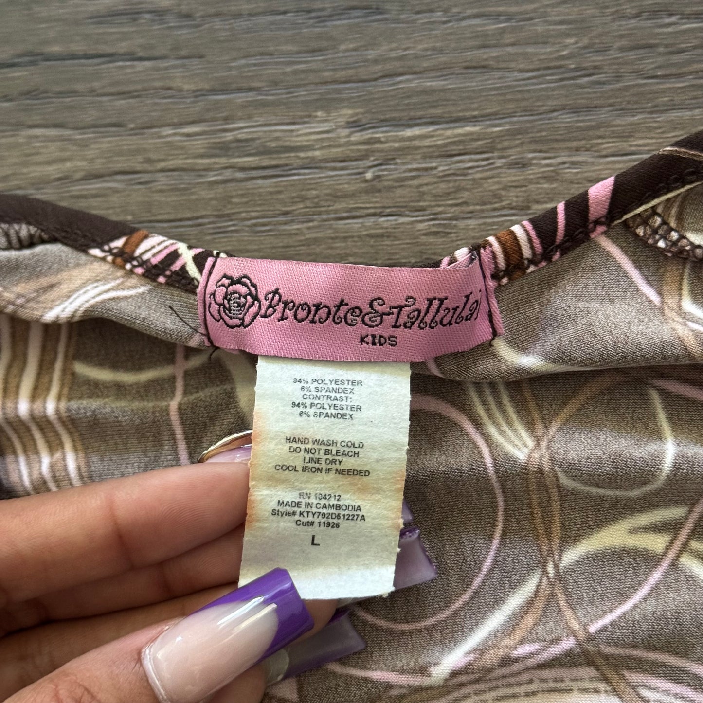 brown & pink boho y2k girls tie back blouse