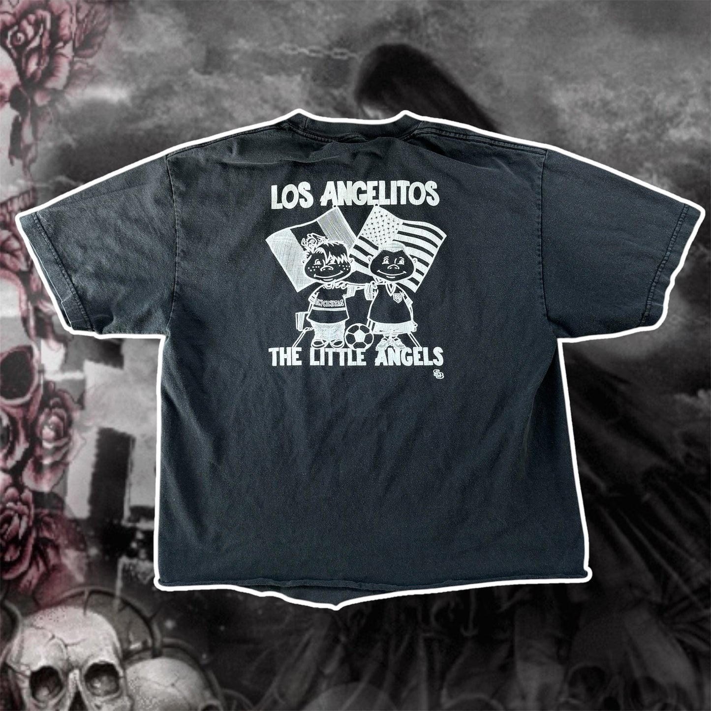 black & white vintage 90’s los angelitos graphic shirt (M/L)