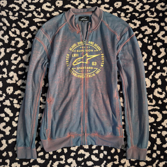 orange & blue alpine stars biker long sleeve jacket (xl)
