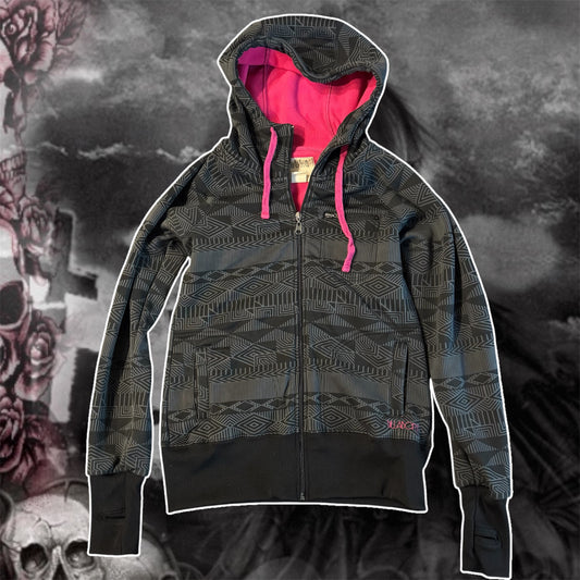 black and pink billabong y2k surfer long sleeve jacket (M)