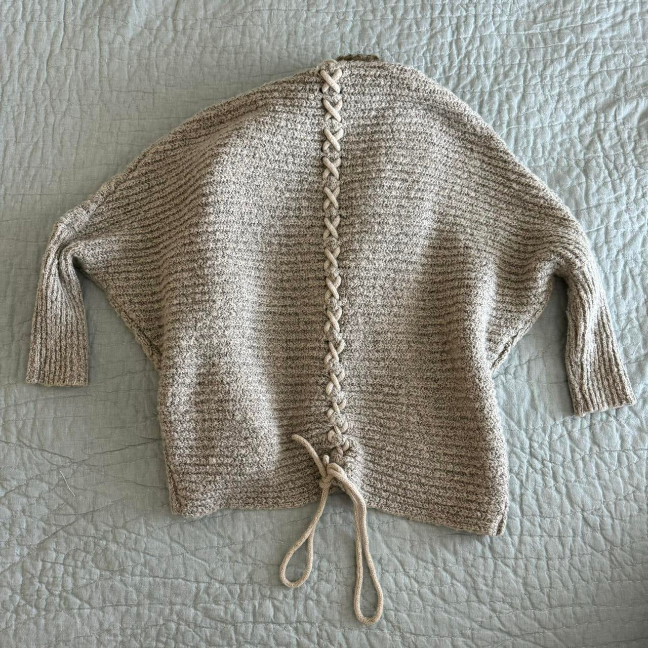 Crème ‘XOXO’ Fur Trim Oversized Cardigan