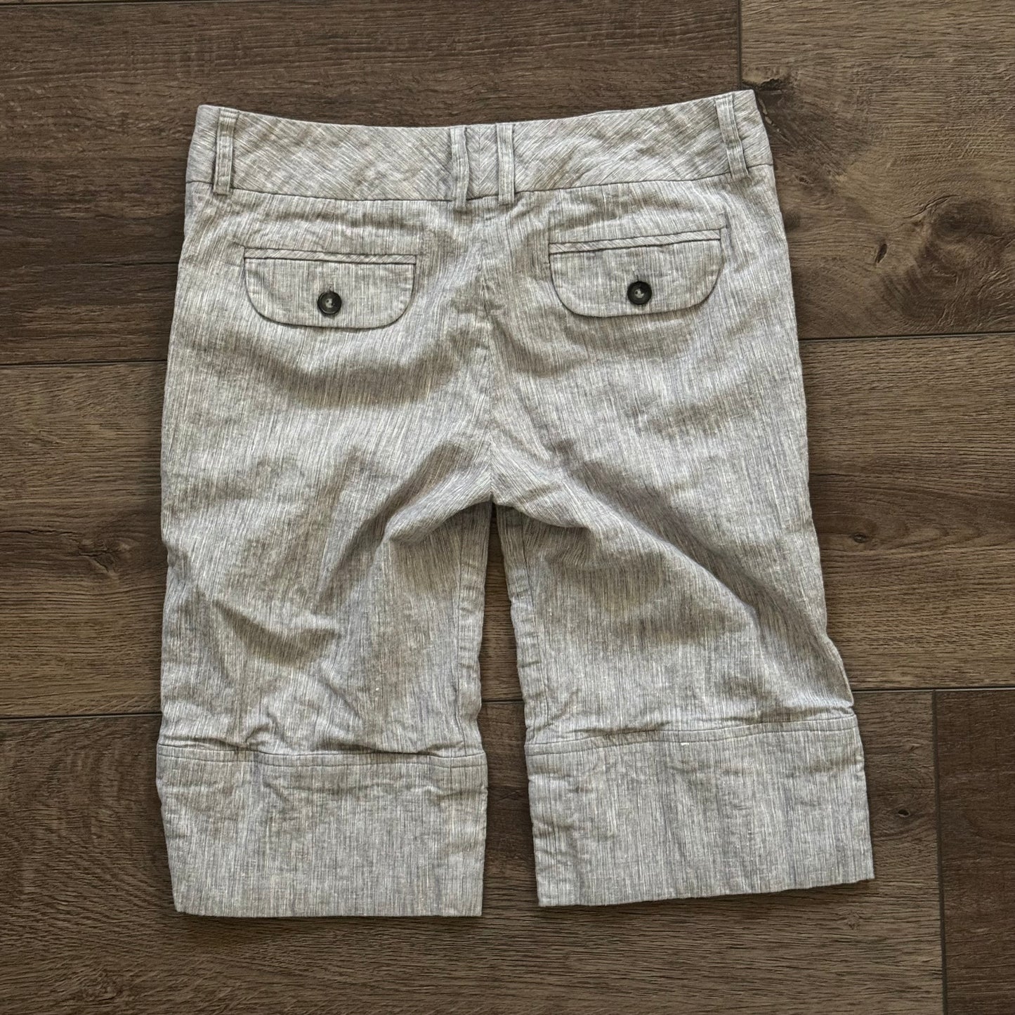 grey grungy office core button capri pants