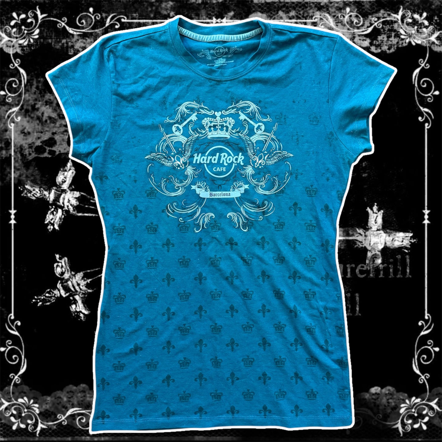 dark blue hard rock cafe graphic y2k shirt