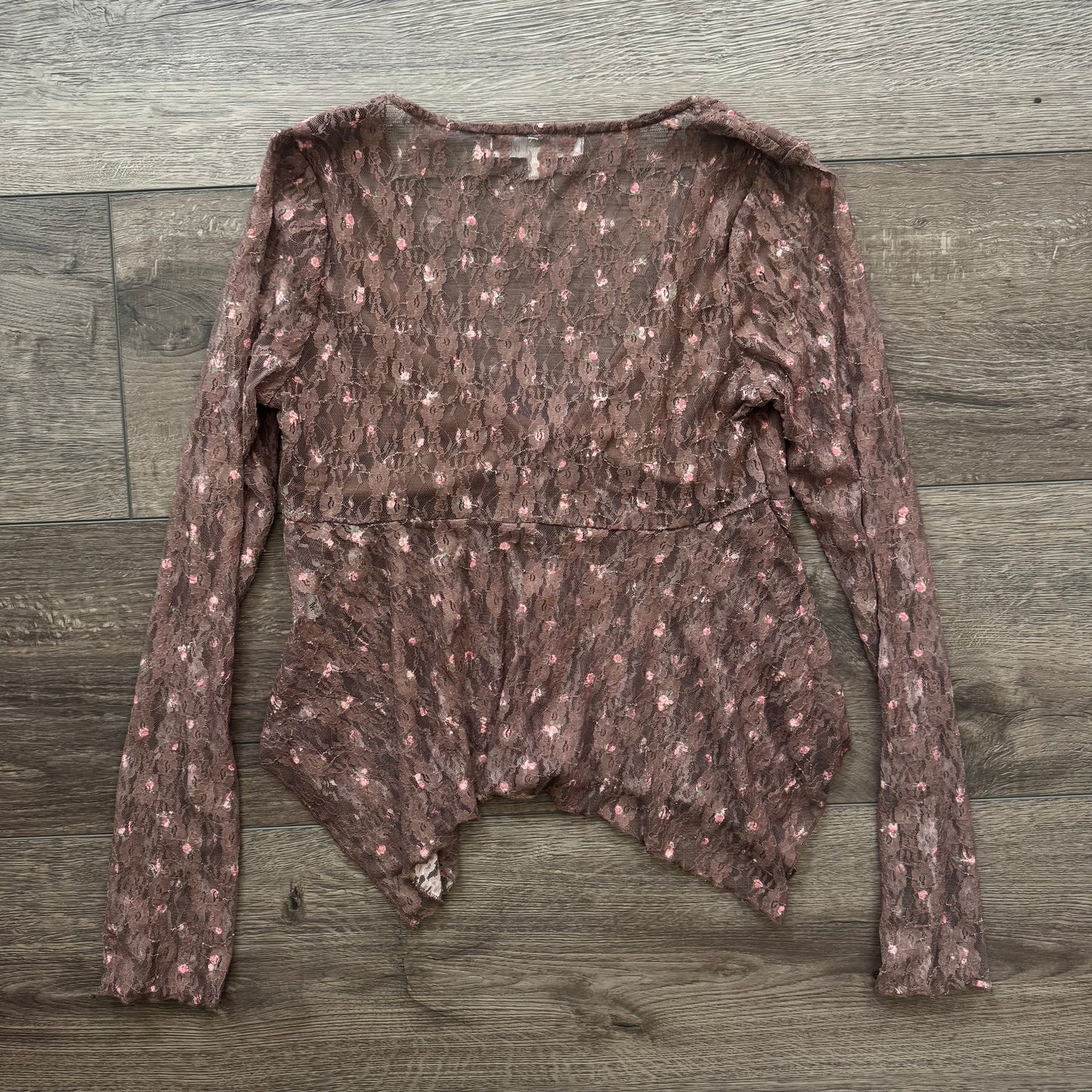 brown rose madden girl lace mesh asymmetrical fairy top