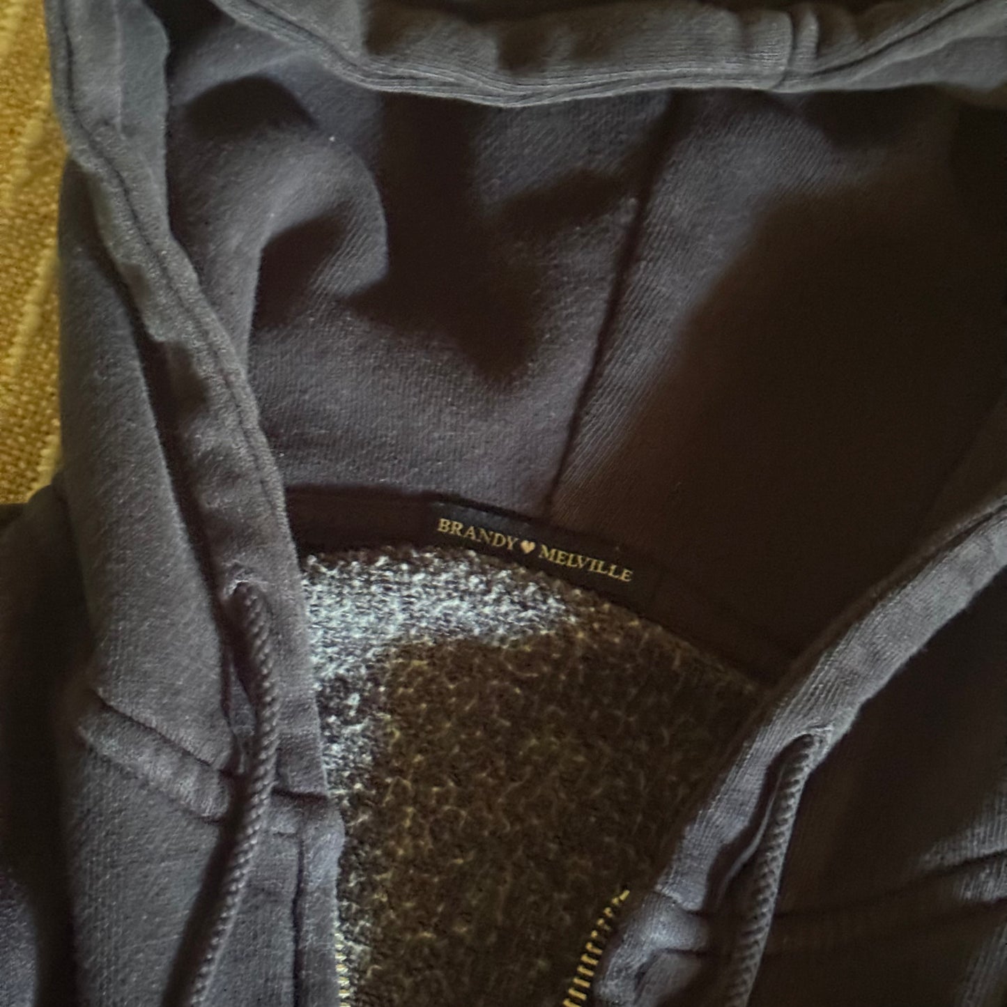 navy blue brandy melville cropped hoodie jacket