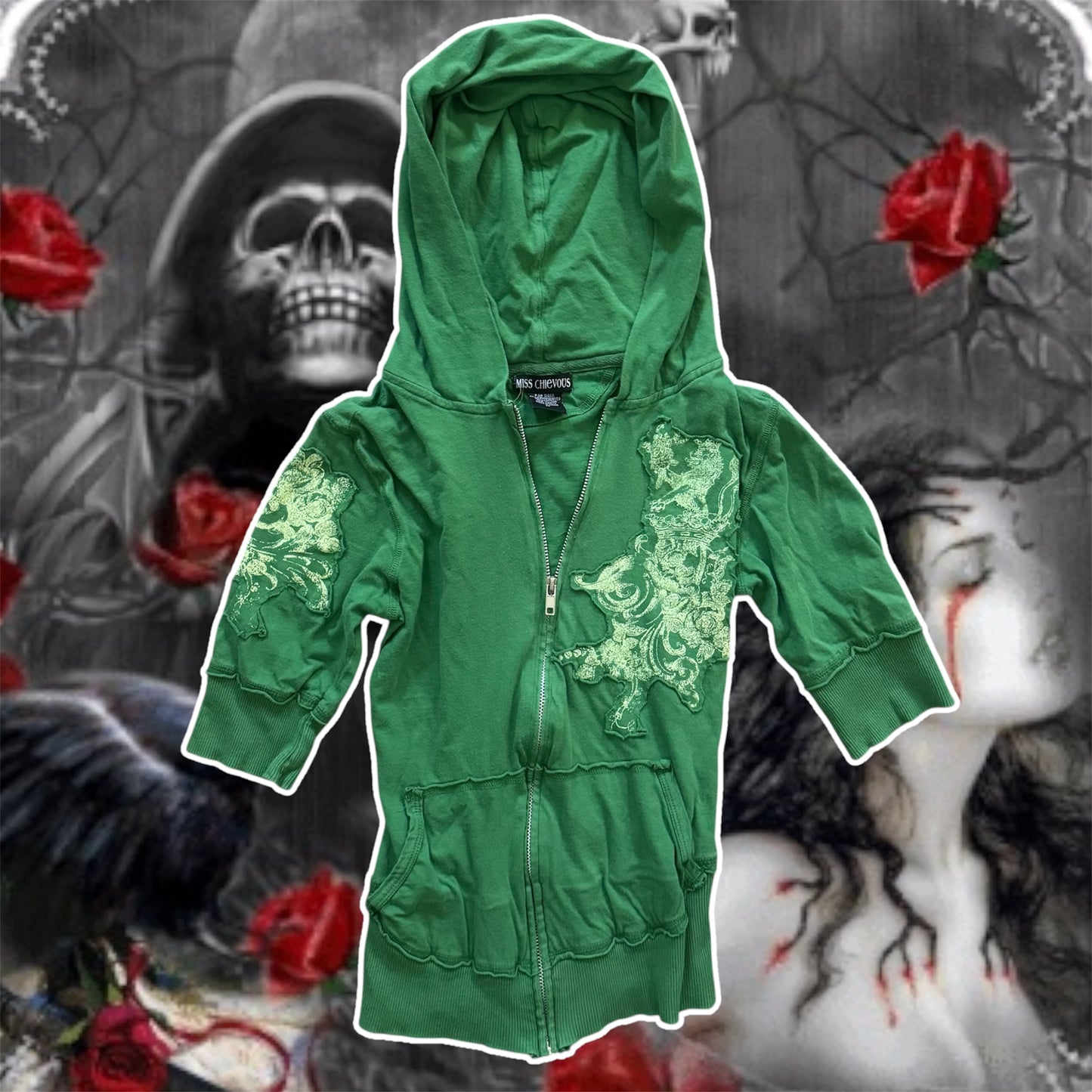green cybery2k royalty quarter sleeve hoodie jacket