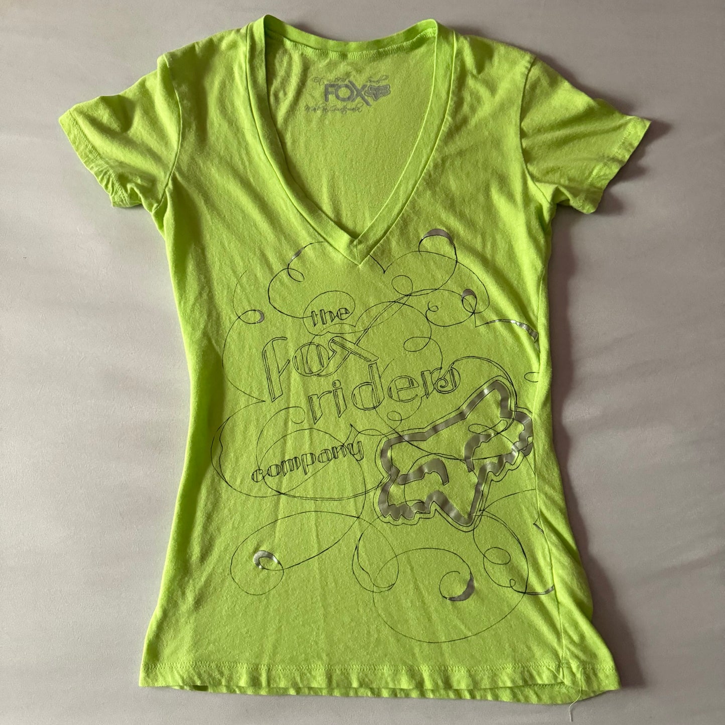 Neon Yellow ‘Fox’ V Neck Graphic Shirt