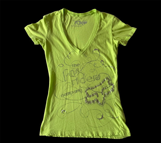 Neon Yellow ‘Fox’ V Neck Graphic Shirt