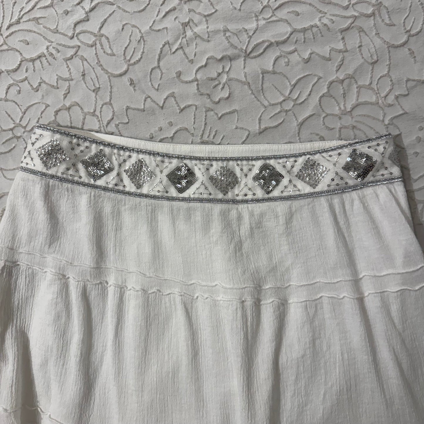 White ‘Allen B’ Boho Sequin Fairy Skirt