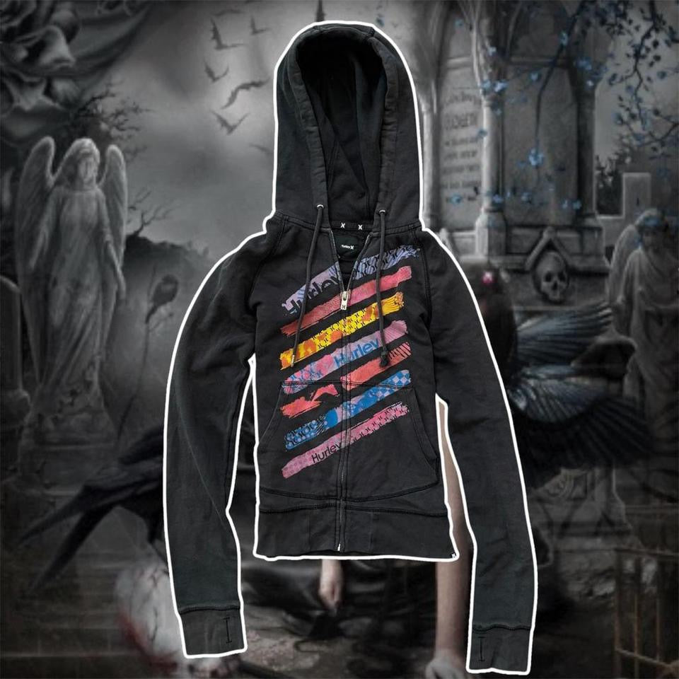 dark gray hurley long sleeve hoodie jacket