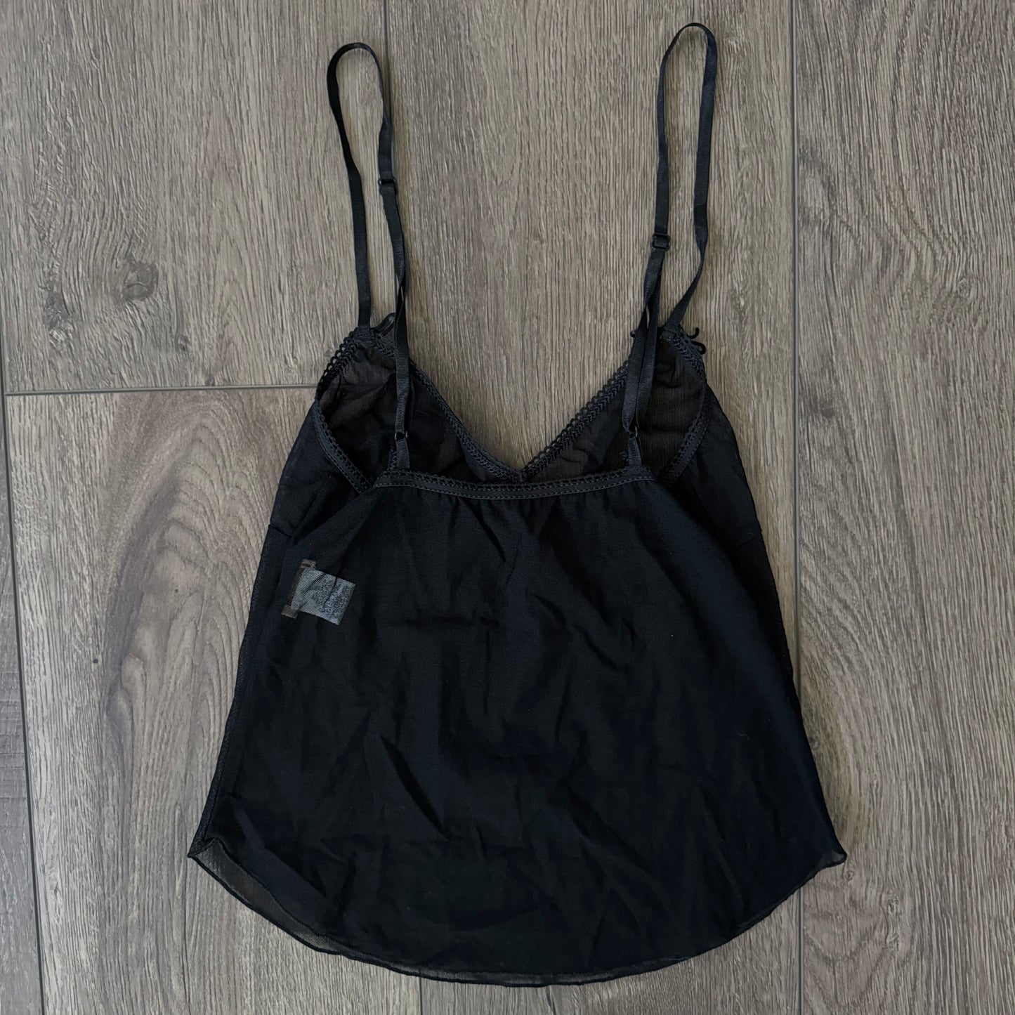 black lace floral sequin mesh cami top