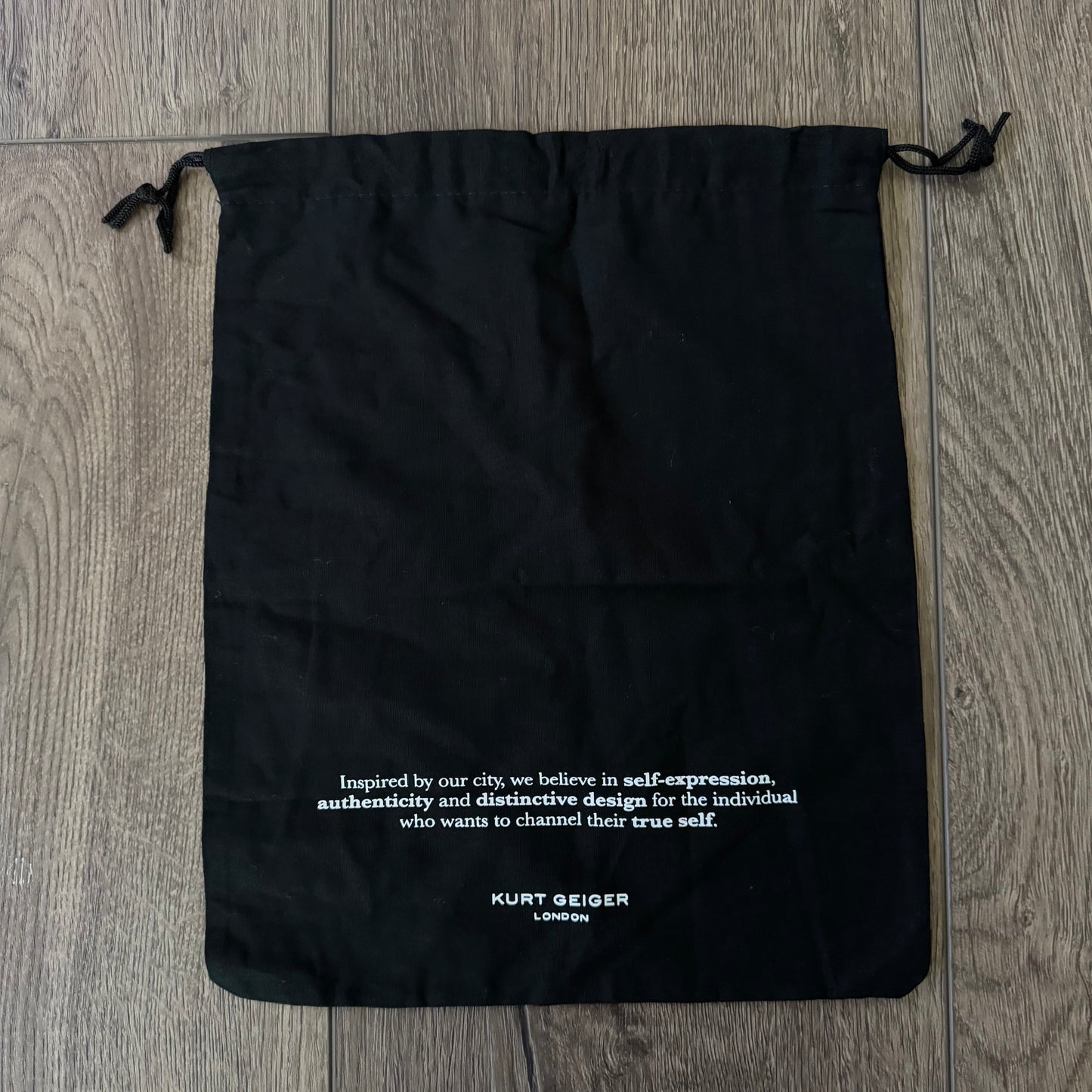 black kurt geiger cotton drawstring dust bag