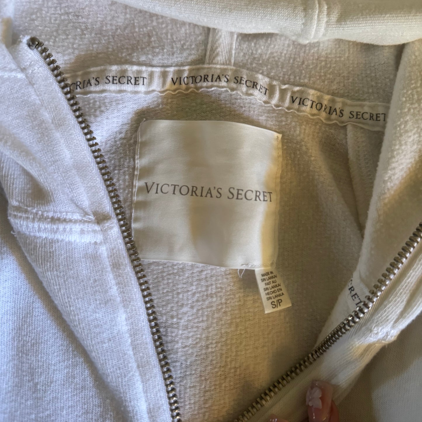 rare white & gold victoria’s secret sequin angel wings long sleeve zip up jacket (S)