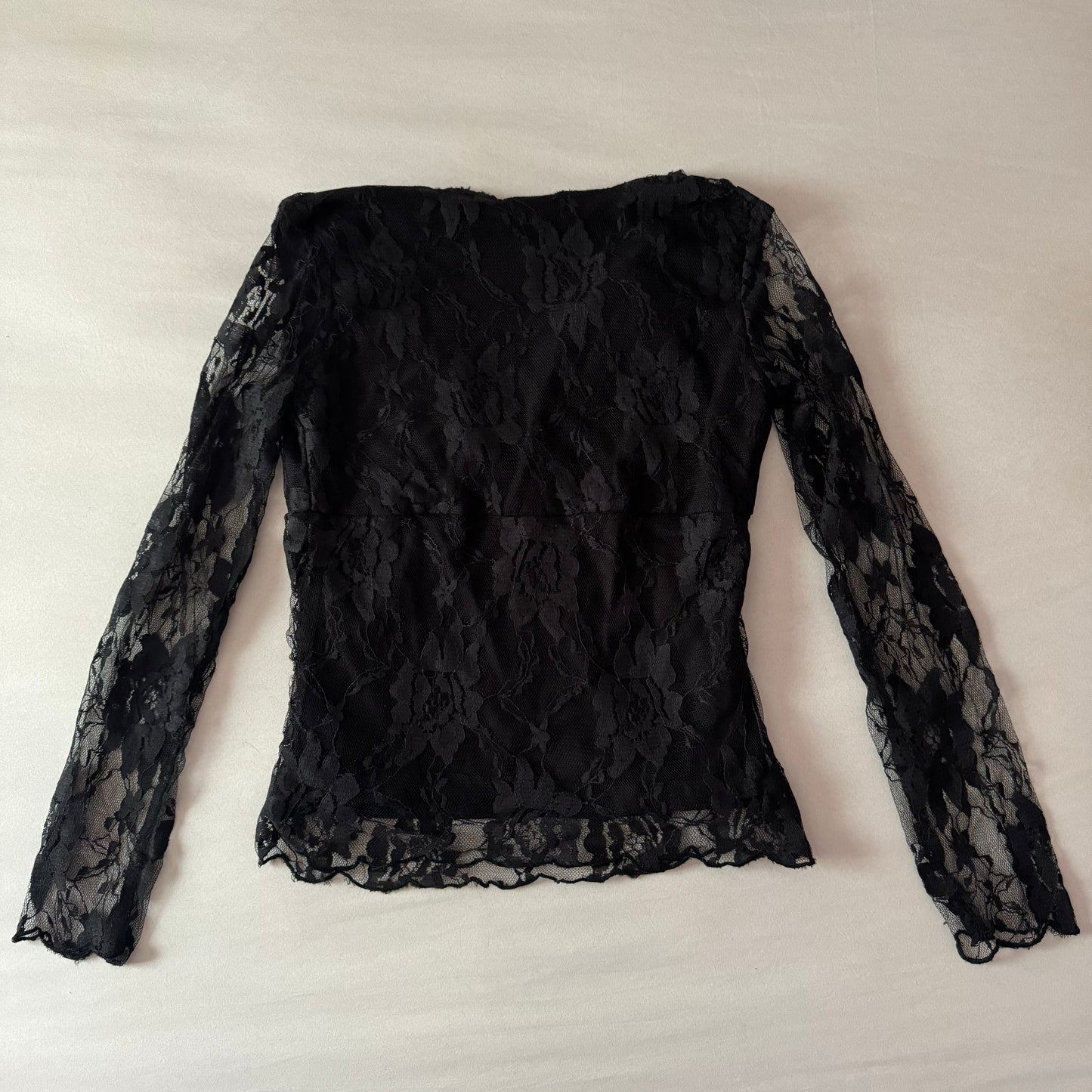 Black ‘Galeno’ Whimsygoth Floral Mesh Lacey Long Sleeve