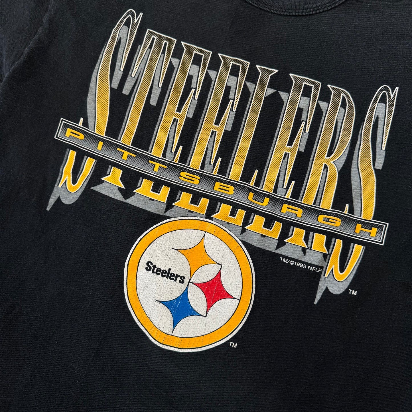black pittsburgh steelers 90’s graphic football shirt (L)