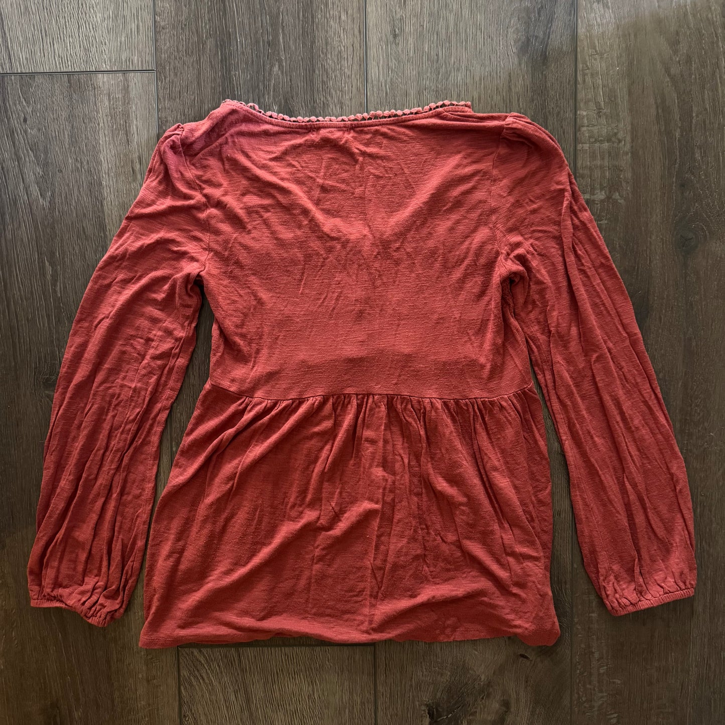 Aurburn Orange ‘About a Girl’ Babydoll Button Up Blouse.