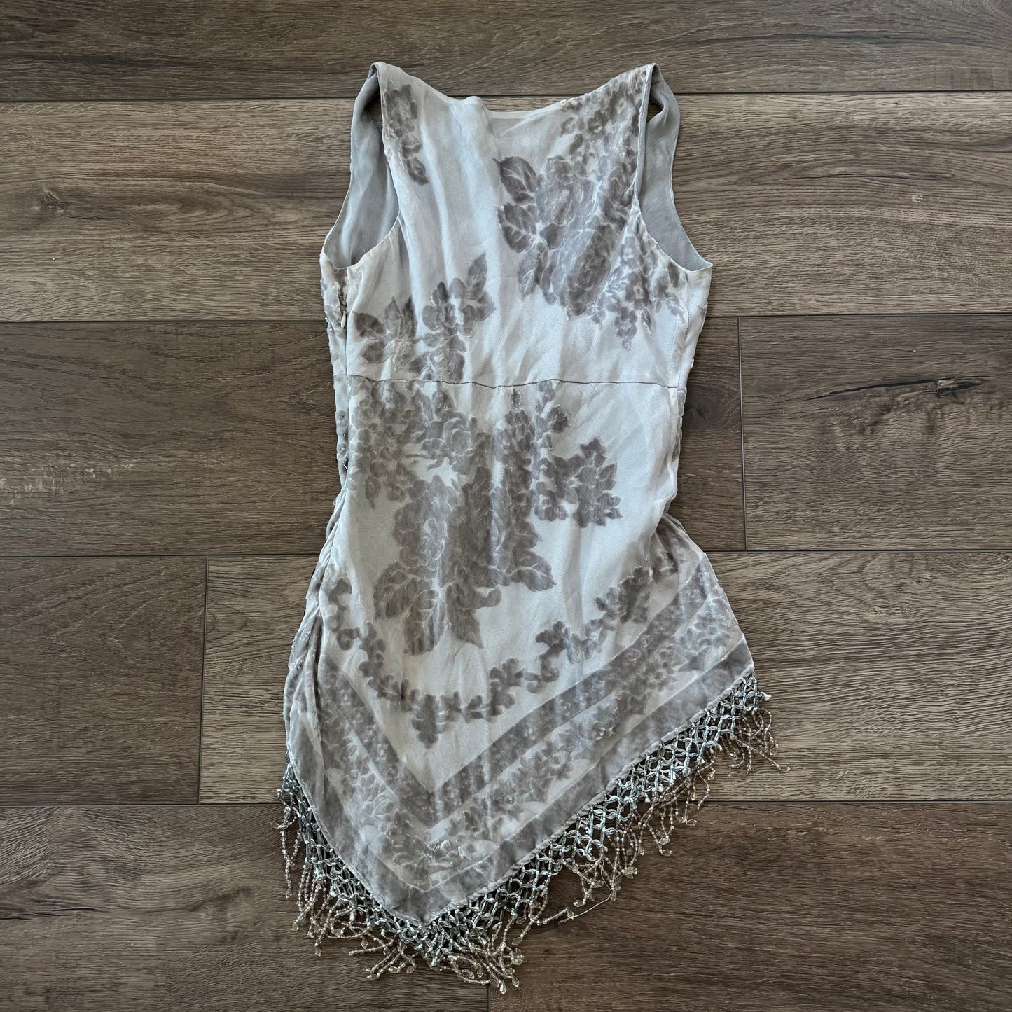 grey y2k sequin beaded silk asymmetrical dress (8)