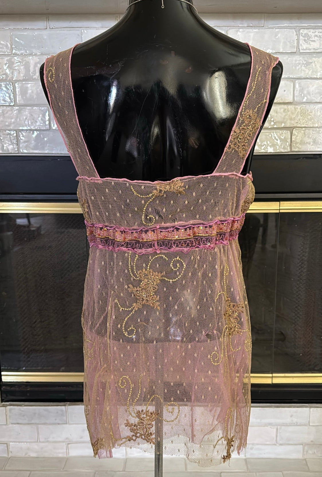 pink & gold mesh y2k fairycore top