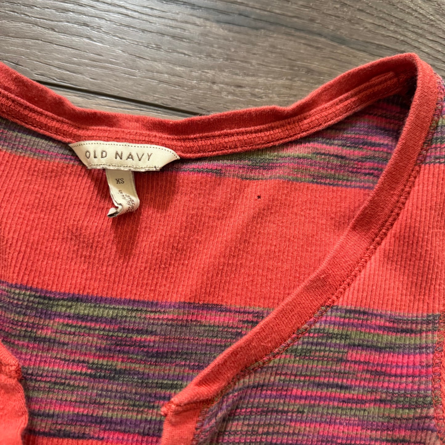 orange v neck henley old navy top stretchy