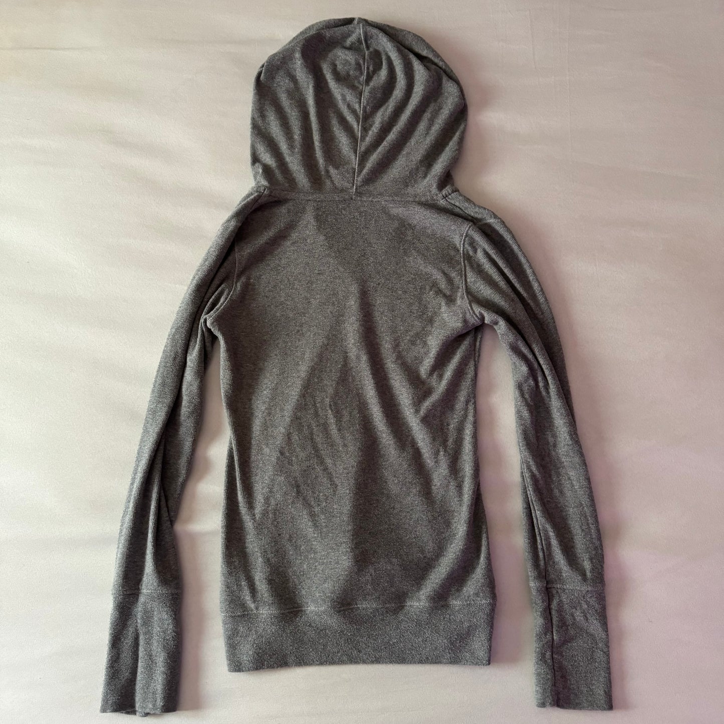 Grey ‘P.S Aeropostale’ Henley Style Stretchy Hoodie Long Sleeve Shirt