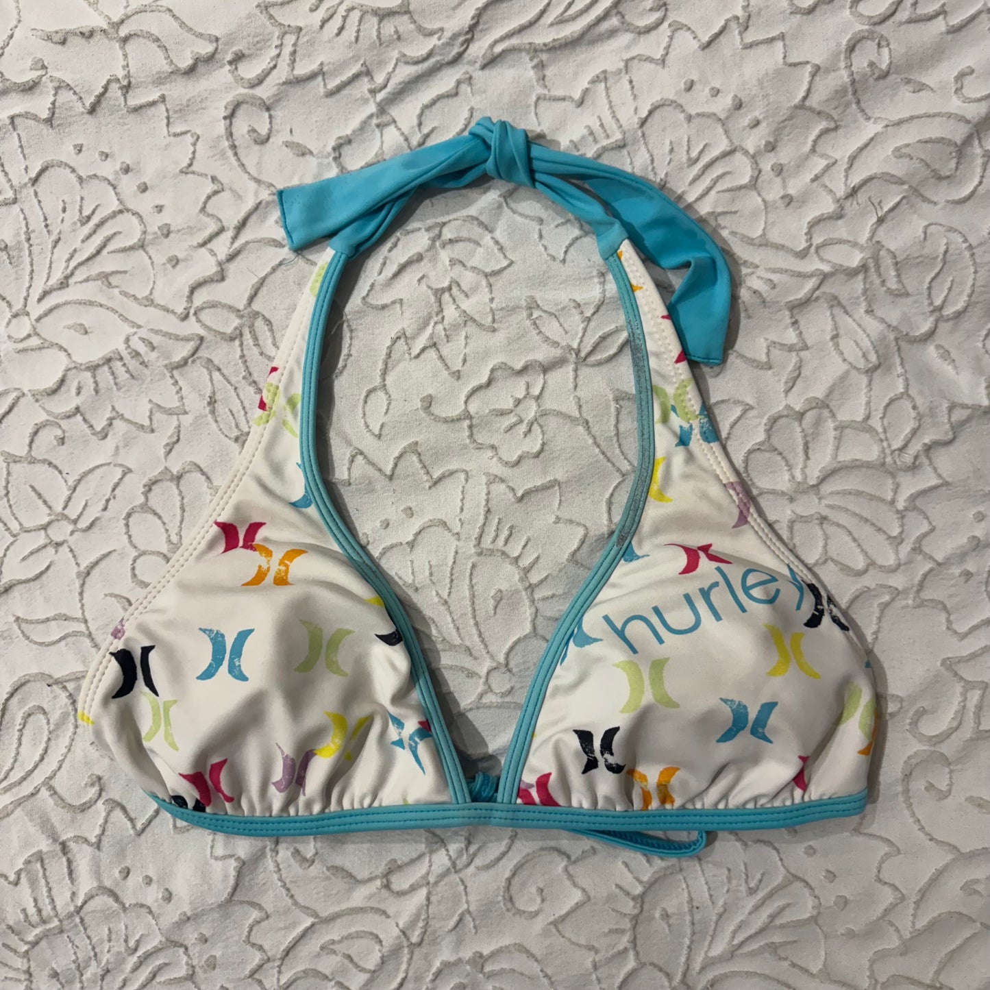 White & Blue ‘Hurley’ Y2K Bikini Top