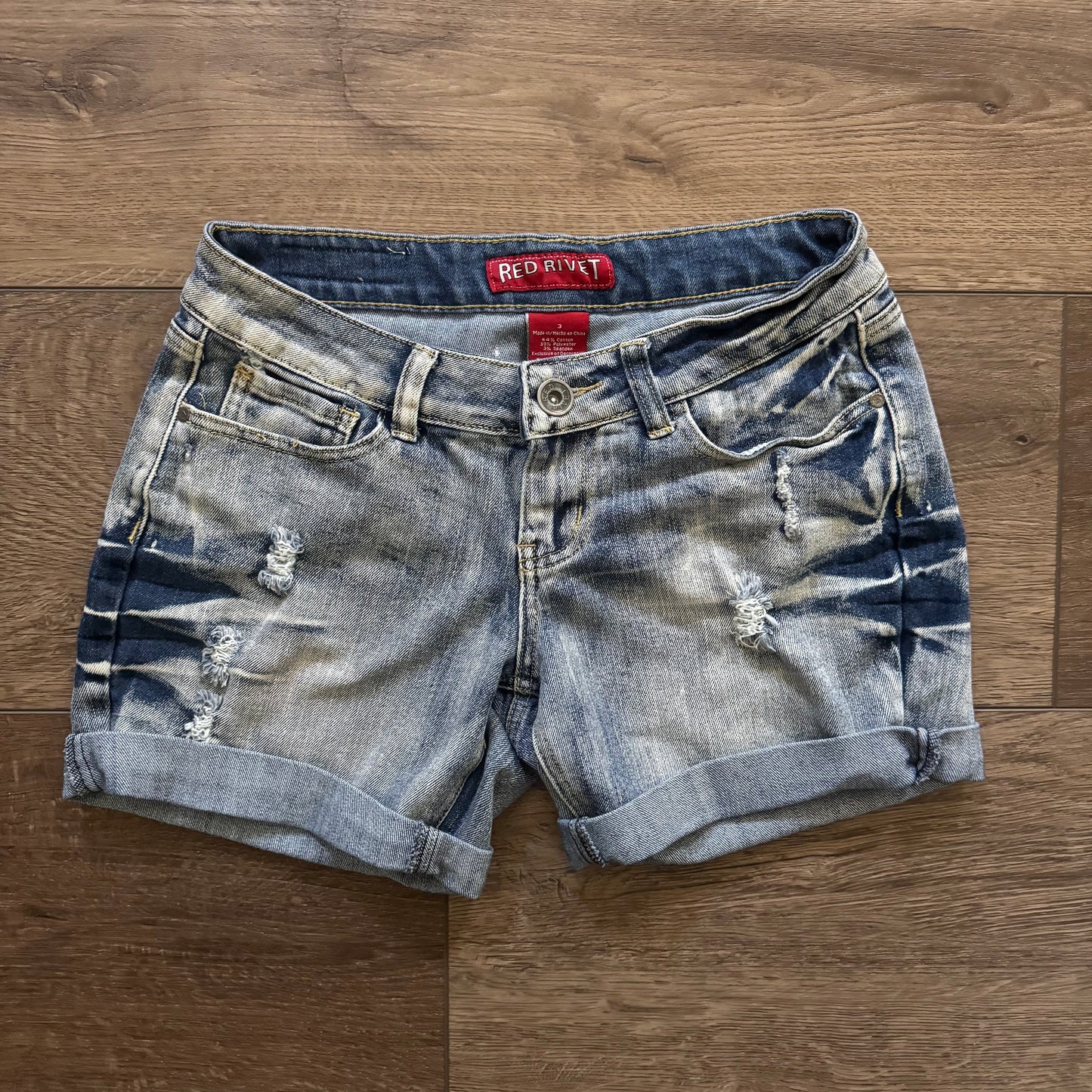 denim blue lowrise cybery2k acid wash shorts