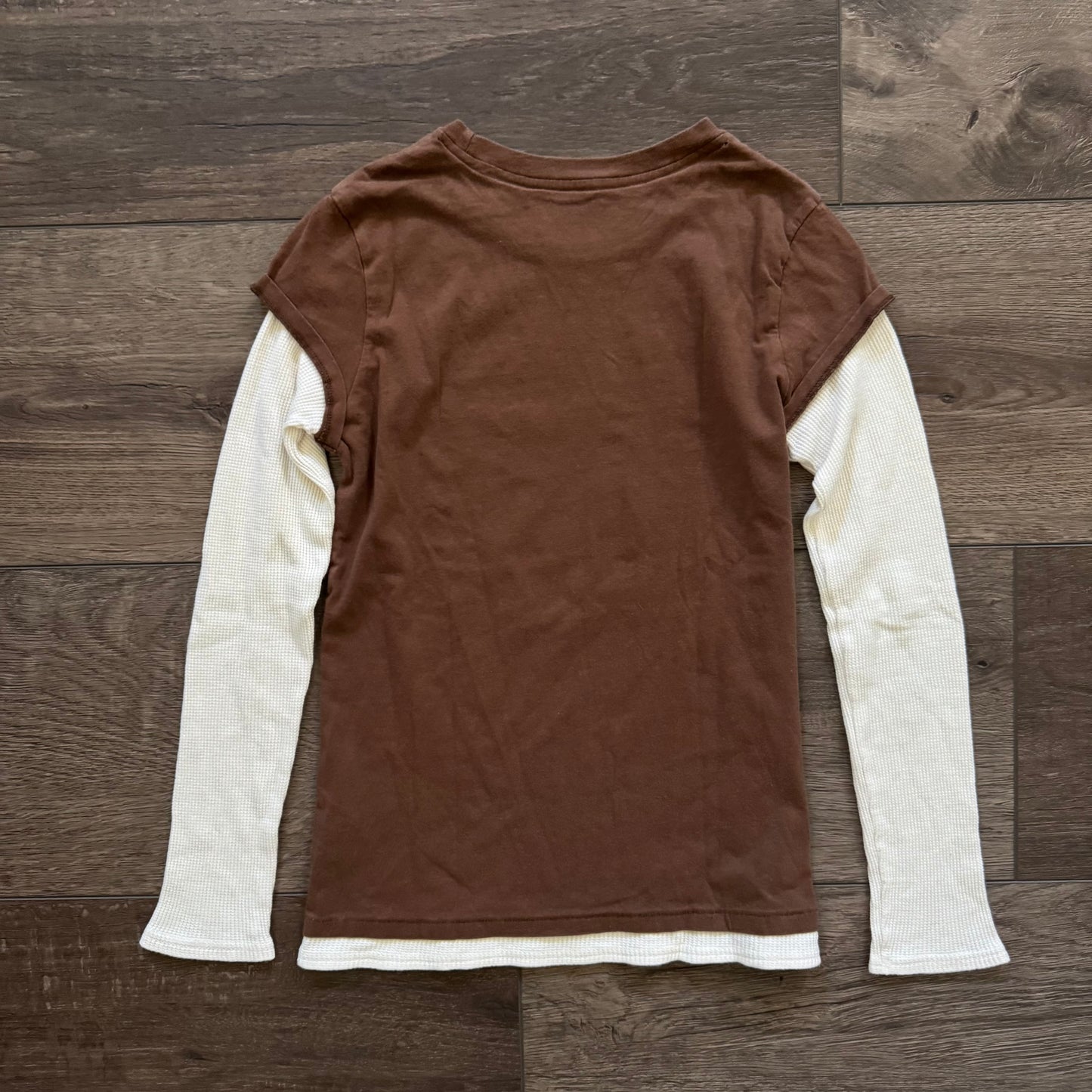 brown & white fairycore unicorn y2k layered long sleeve shirt