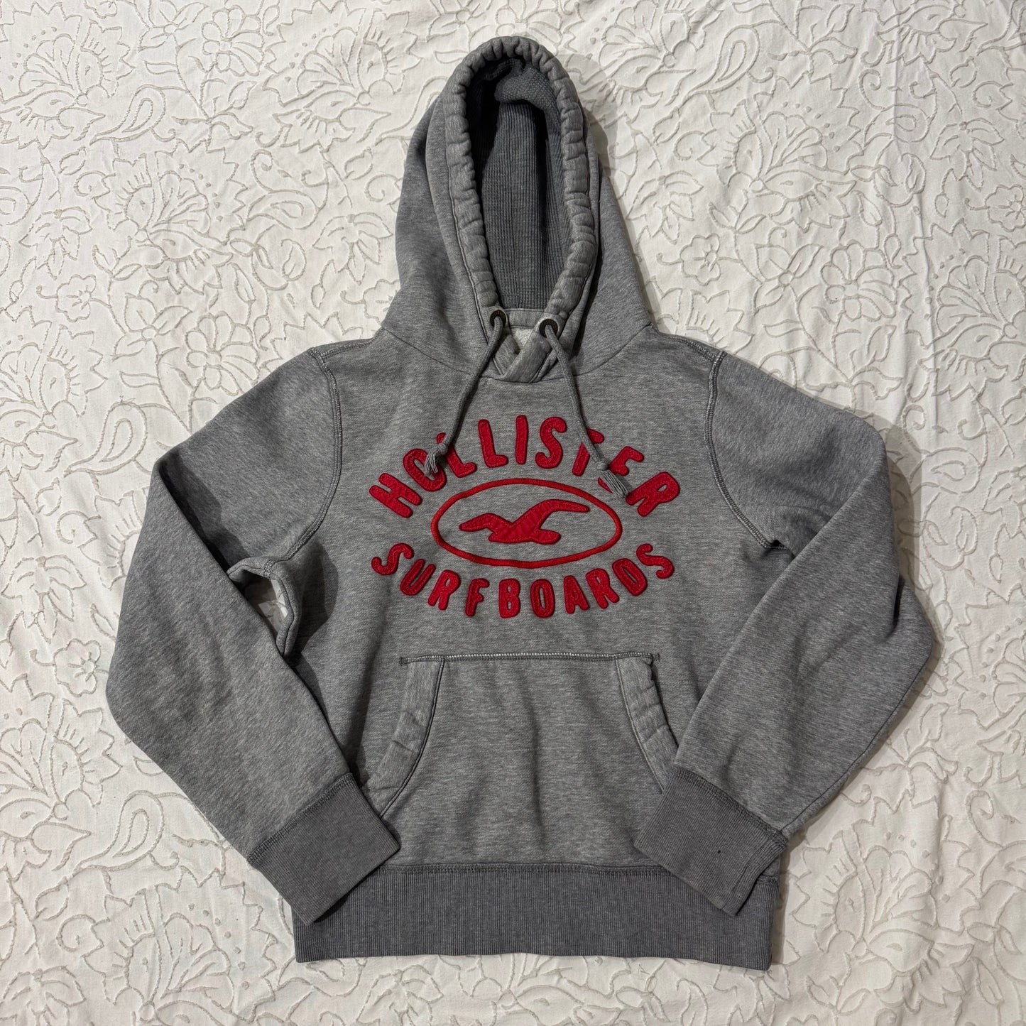 Grey ‘Hollister’ Red Embroidered Hoodie