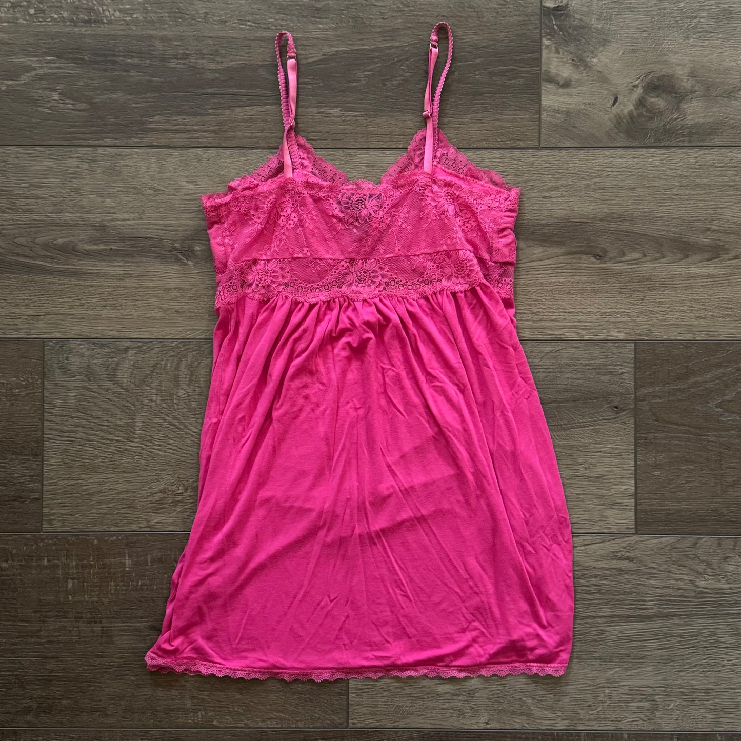 hot pink y2k mcbling lingerie lace slip dress