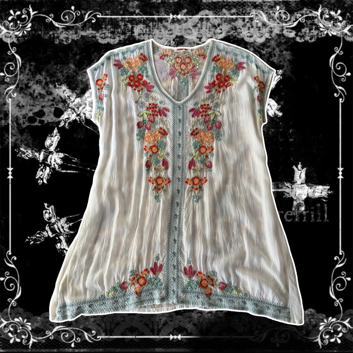 johnny was embroidered boho tunic mini dress