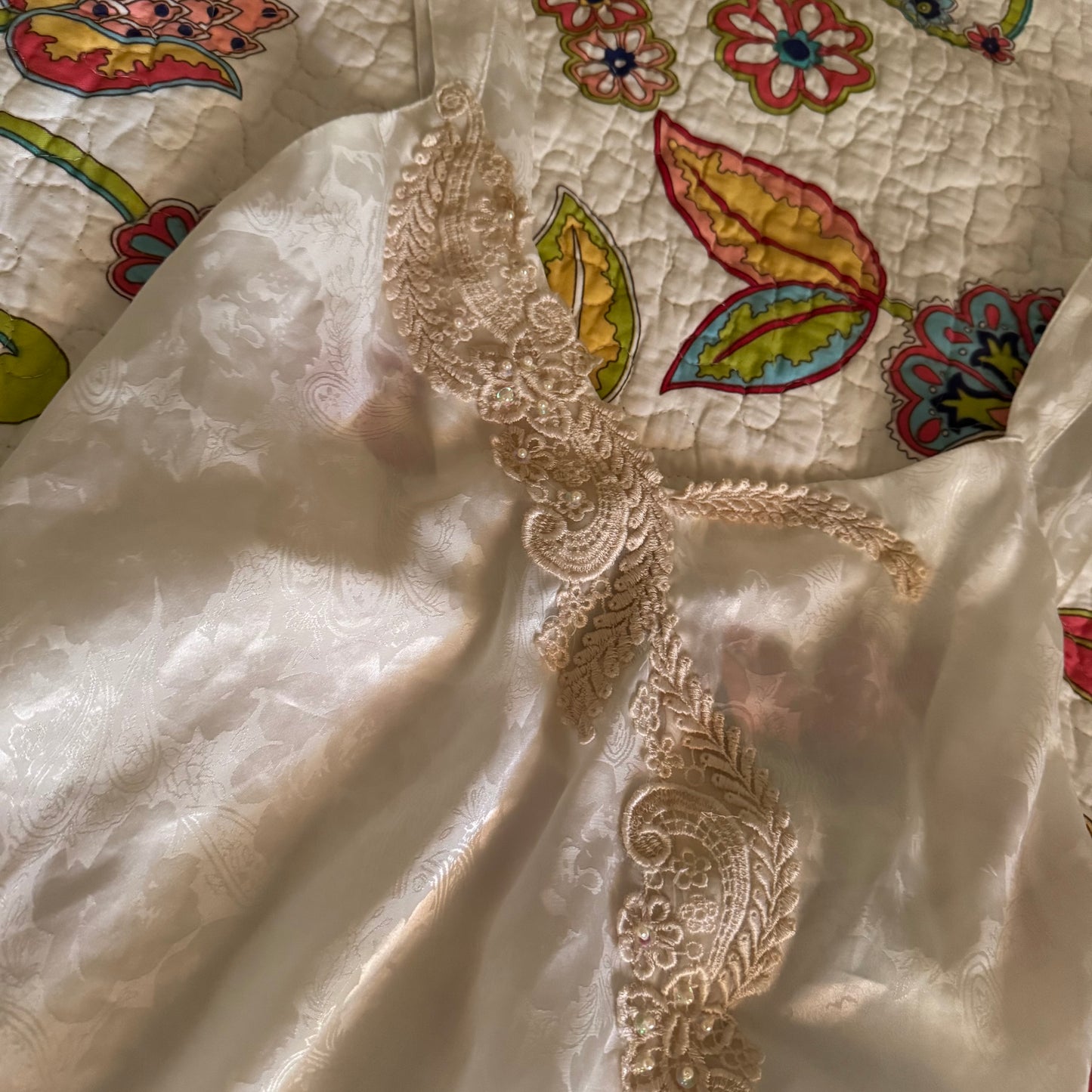 white victoria’s secret 90’s beaded slip lingerie dress (M)