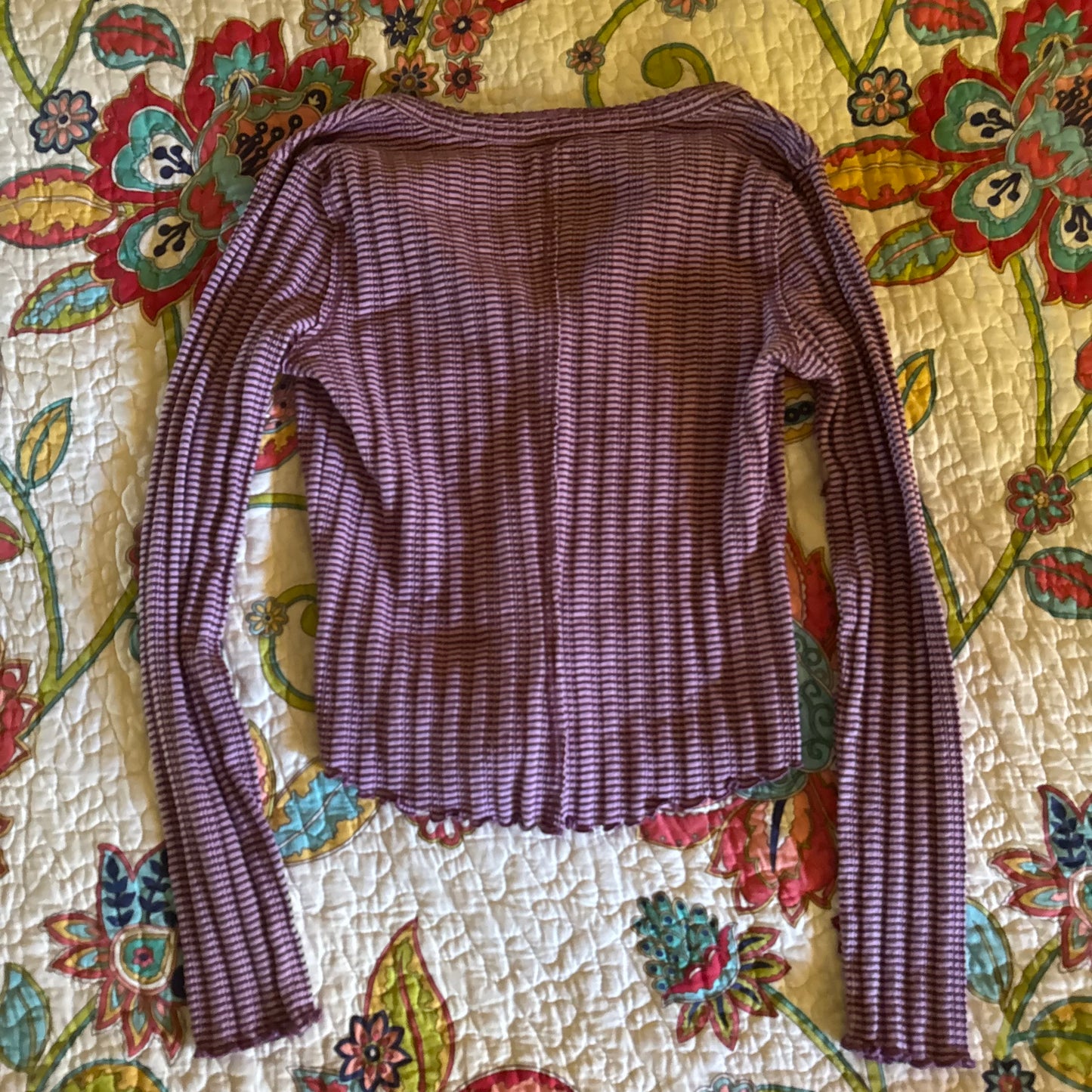 purple stripped long sleeve henley shirt (M)