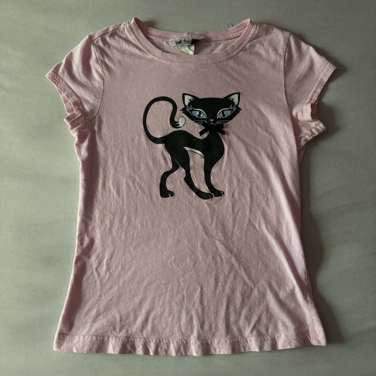 Baby Pink ‘Self Esteem’ Y2K Cat with Bow Tie Baby Tee