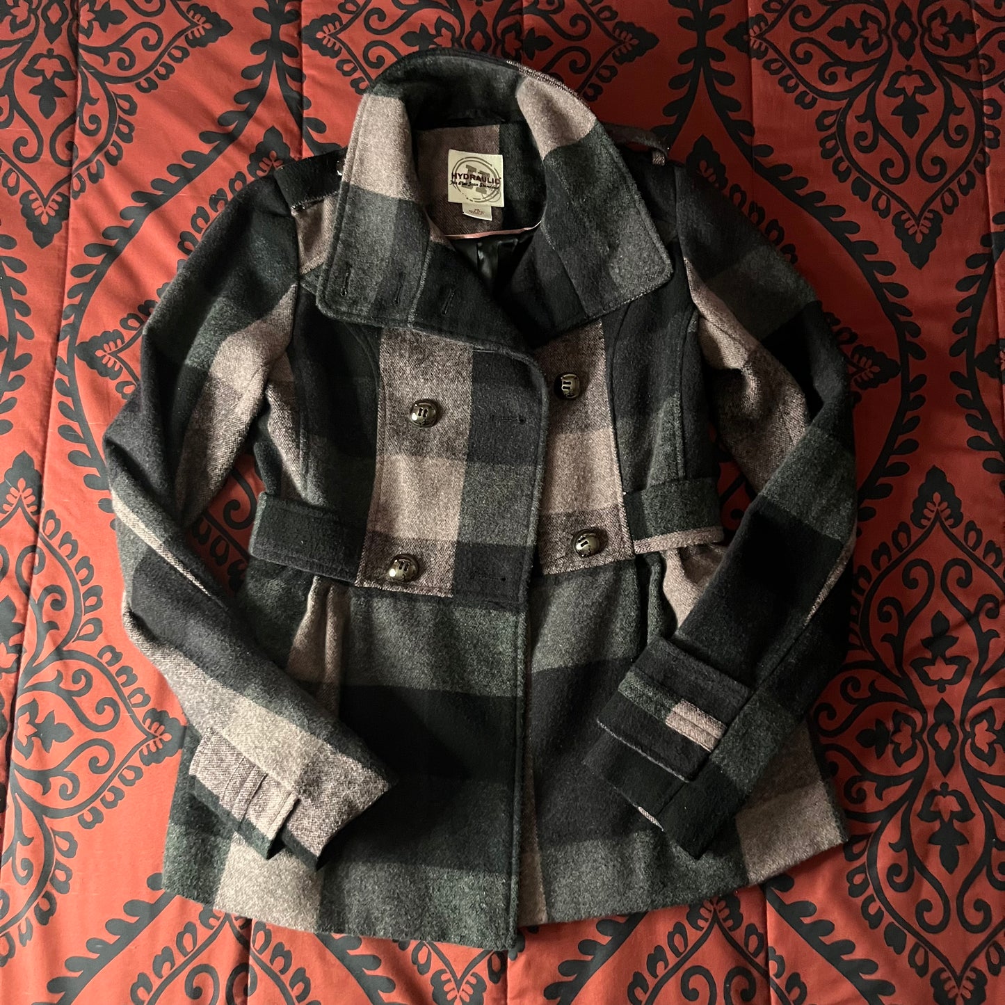 Black & Light Pink ‘Hydraulic’ Plaid Jacket