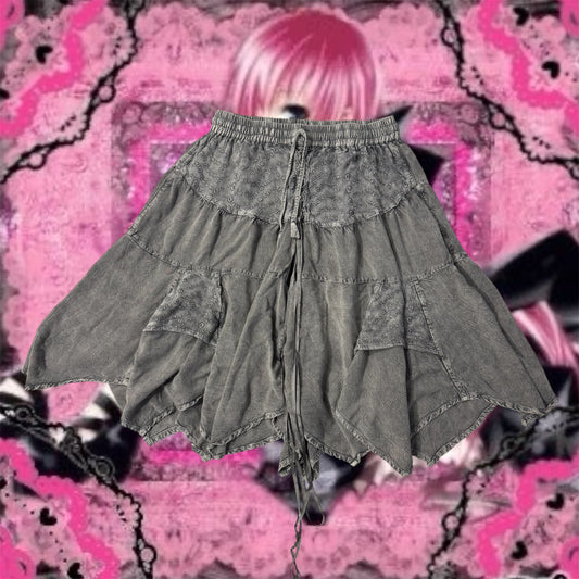 Grey ‘Flower’ Steampunk Fairy Asymmetrical Skirt
